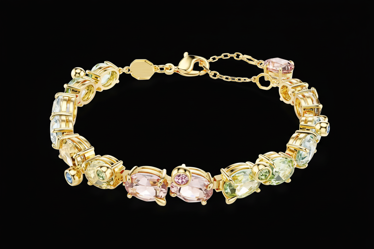 Bracelet en cristal multicolore sur fond noir